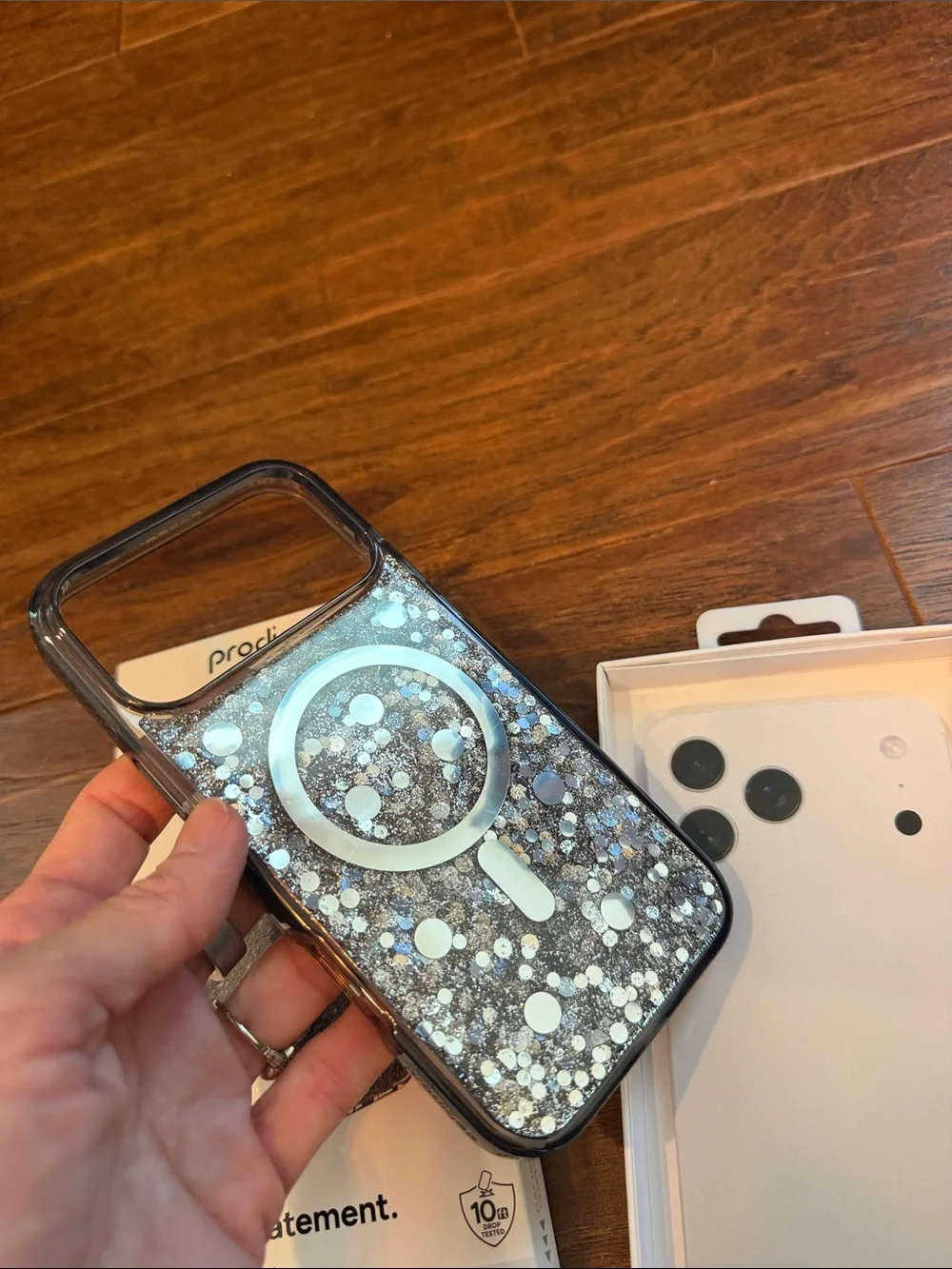 PopStar Glitter MagSafe Case for iPhone 17 Pro Max - Silver Sparkle